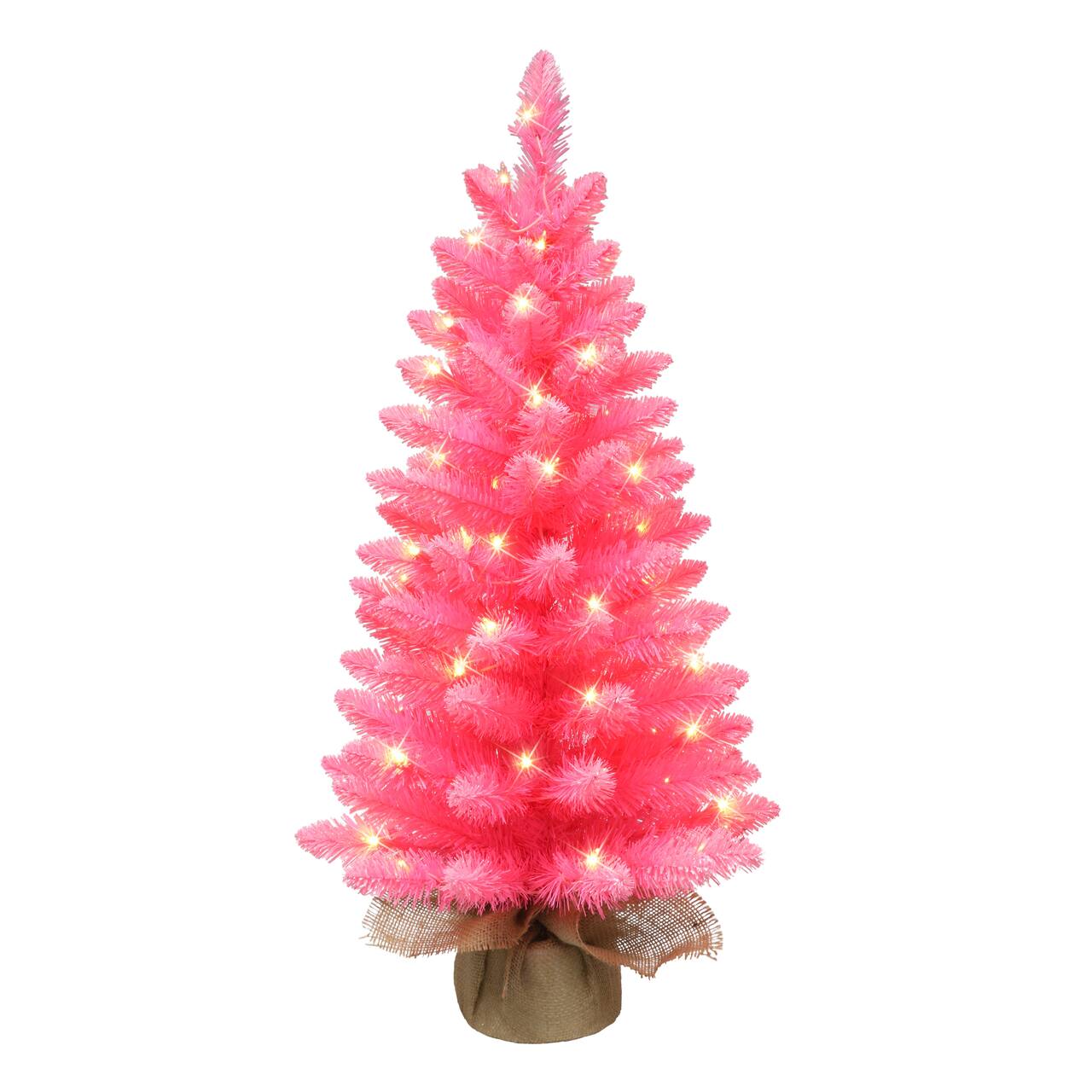 3ft. Pre-Lit Pink Artificial Christmas Tree, Clear LED Lights